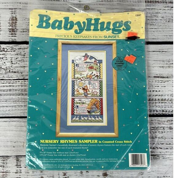 Vintage Counted Cross Stitch Baby Hugs Nursery Rhymes Sampler Jack & Jill - Picture 1 of 9